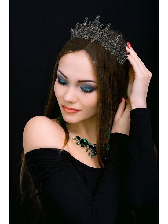 Women\'s Black Gothic Tiara Crown Halloween Prom Cosplay Headpiece